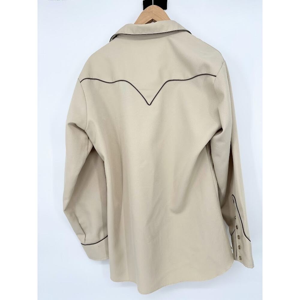 Men's Beige Western Shirt with Embroidered Eagles - Picture 5 of 8
